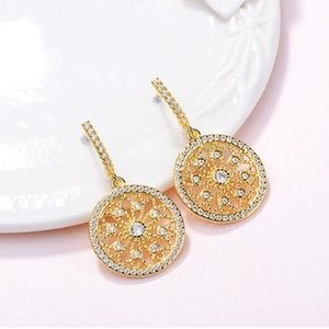 New 18K Gold Vermeil Sterling Silver 925 Crystal Mandala Studs